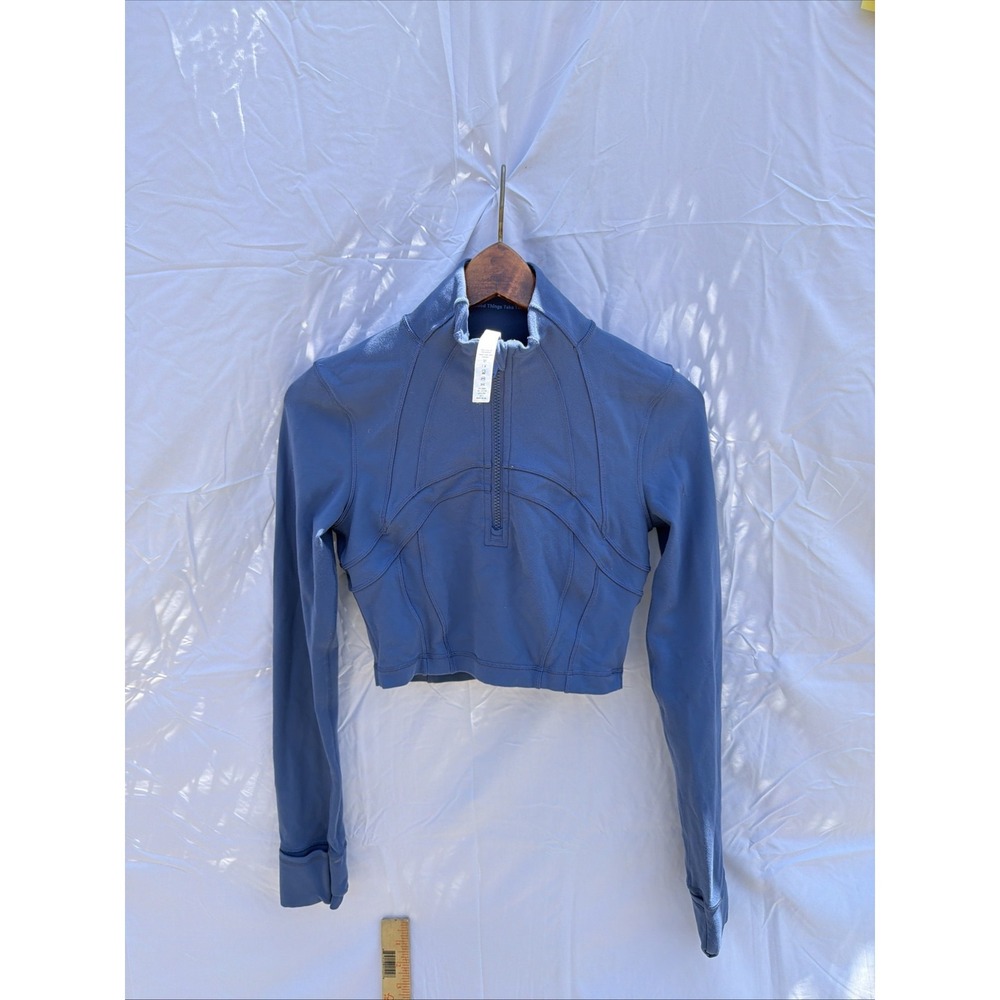 Lululemon Aria Jacket Cropped Quarter Zip Long Sleeve Women's Size 4 Blue